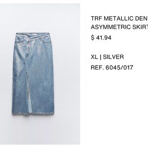 Zara Asymmetrical Metallic Skirt - Silver Blue